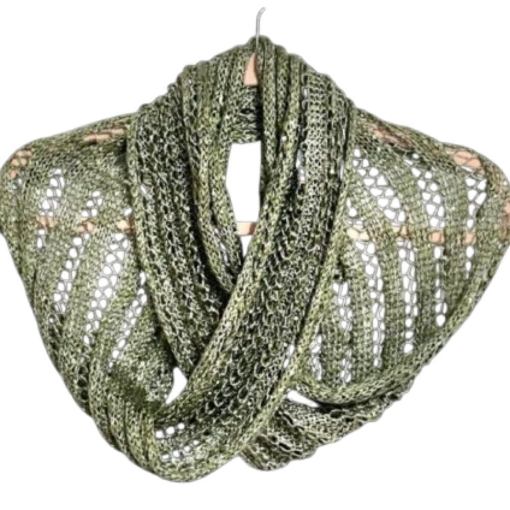 Noelle Green Metallic Infinity Scarf 9" x 64" Lightweight NWT (WA01)